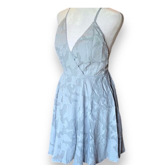 Lulus Days of Beauty Dusty Blue Burnout Skater Dress* Size Small WD24 - Picture 8 of 12